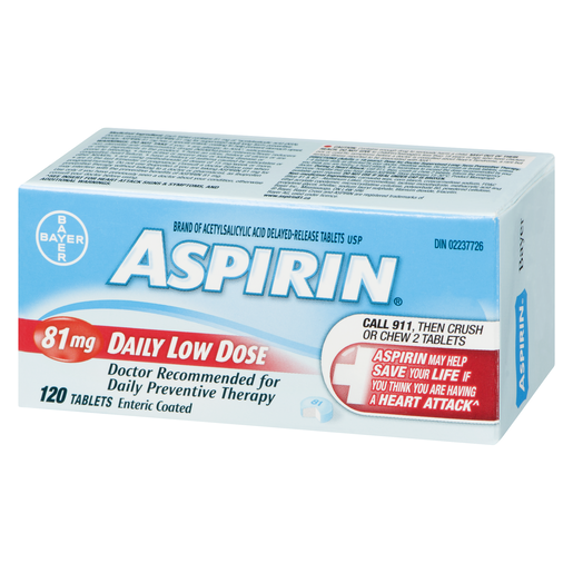 ASPIRIN 81MG ENROBE FAIBLE DOSE CO 120