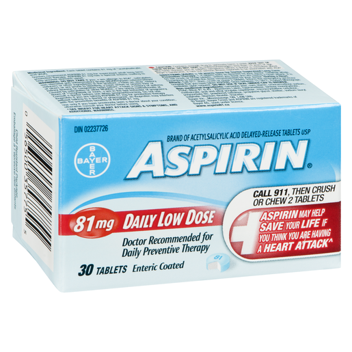 ASPIRIN 81MG ENROBE FAIBLE DOSE CO 30