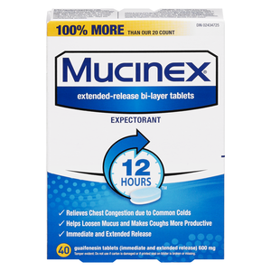 MUCINEX 600MG EXPECT 12HRS CO40