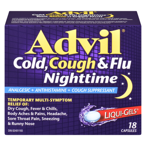 ADVIL TX/RH/GR NUIT LIQUI GEL CAPS 18